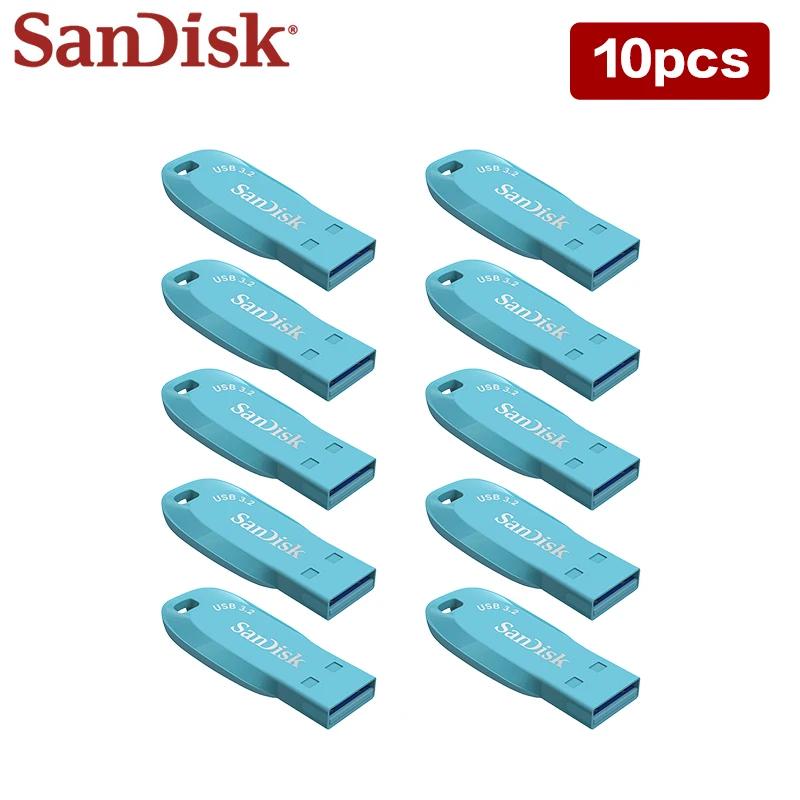 SanDisk Ʈ Ʈ USB 3.2 Gen 1 ÷ ̺ б, ִ 100 MB/s USB ƽ, PC USB 3.0 ũ, 32GB, 64GB, 128GB, 5 , 10 